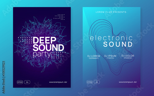 Neon electronic fest flyer. Electro dance music. Trance sound. C