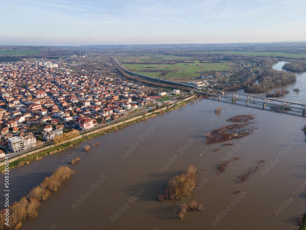 Obraz premium Aerial view of town of Svilengrad, Bulgaria