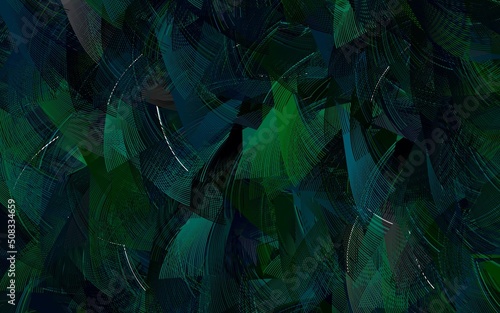 Dark Green vector background with bent lines.