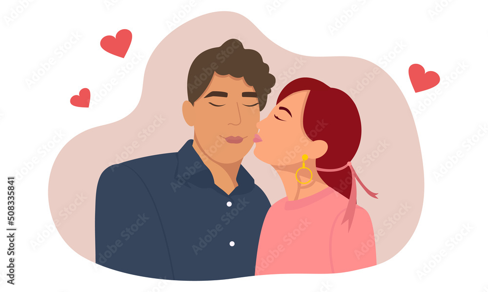 Man and Woman are kissing. Brasilian Valentine's Day. Fall in love. Happy couple together. Man and Woman are kissing. Brasilian Valentine's Day. Fall in love. Happy couple together.