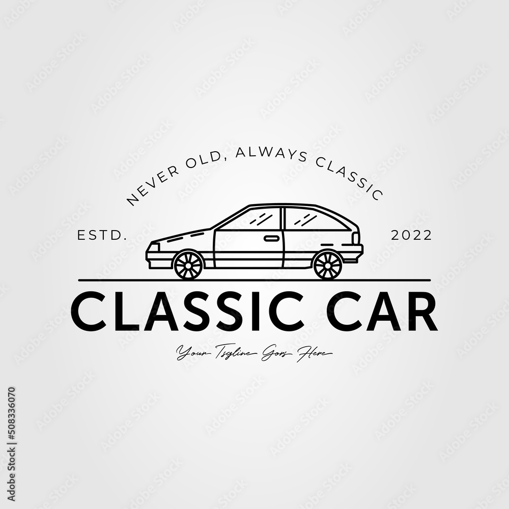 classic car or hatchback vehicle logo vector illustration design