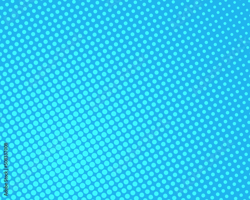 Comic book halftone effect template with radial blue background, vector illustration eps 10.