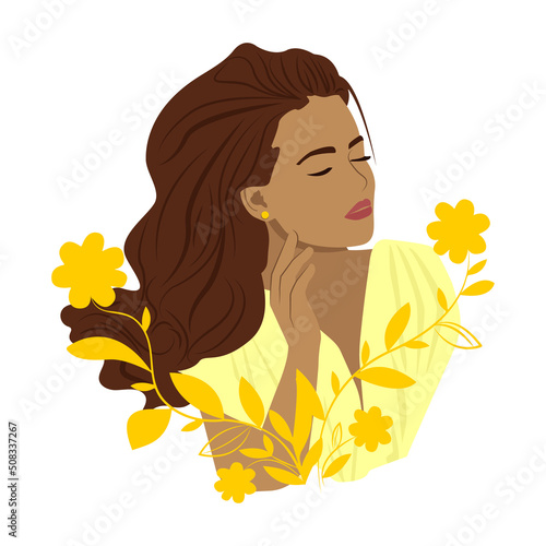 Beautiful black woman with flowers