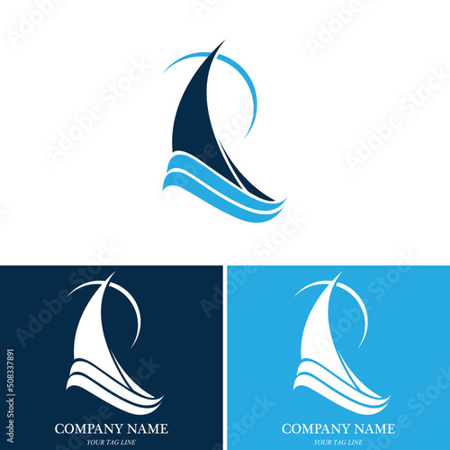 sailing boat logo and symbol vector Fototapet