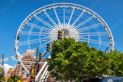 View of the Ferris wheel downtown Atlanta close up