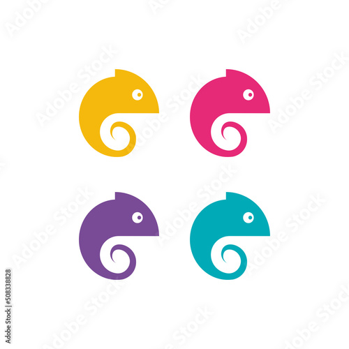 Set Bundle chameleon logo icon vector