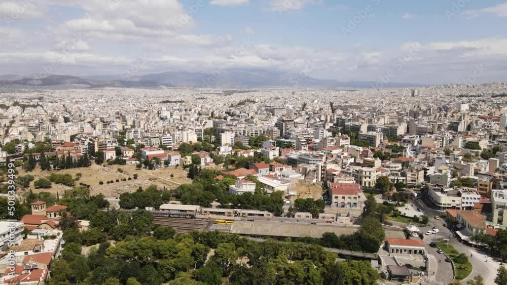 Aerial View of Athens, Greece, Keramikos and Votanikos Downtown Residential Neighborhoods on Sunny Summer Day Aerial View of Athens, Greece, Keramikos and Votanikos Downtown Residential Neighborhoods on Sunny Summer Day