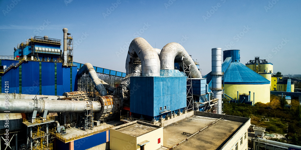 Aerial photography of heavy cement factory