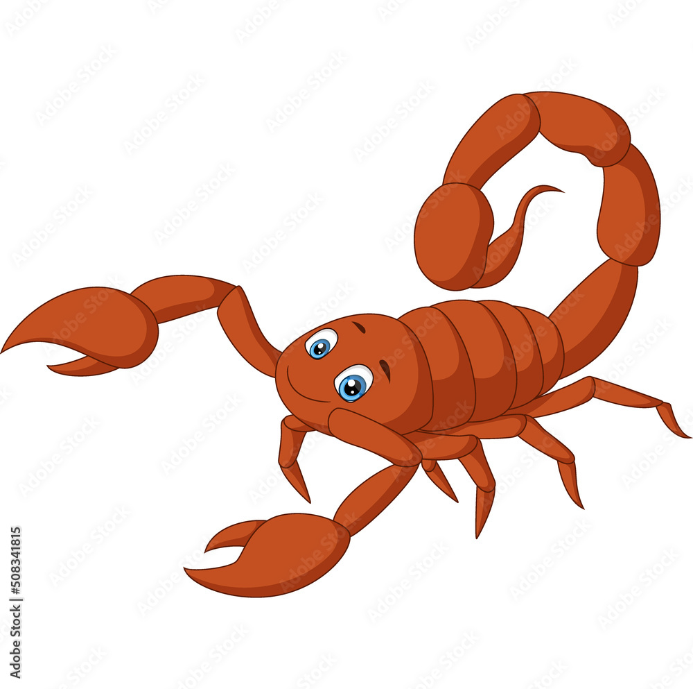 Cute scorpion cartoon on white background Stock Vector | Adobe Stock
