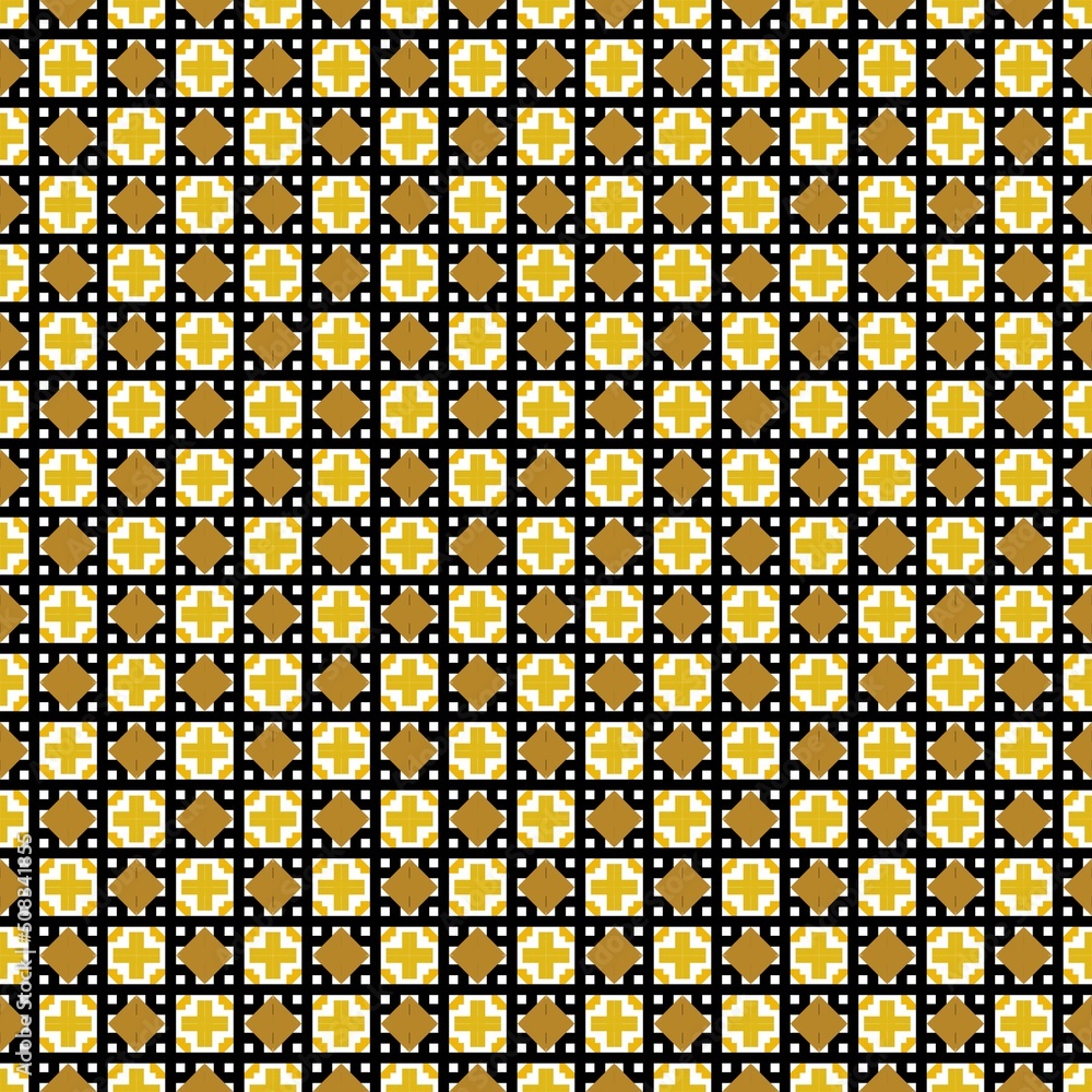 The gold cross memories design in fabric seamless pattern The gold cross memories design in fabric seamless pattern