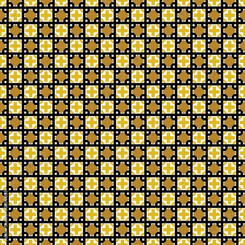 The gold cross memories design in fabric seamless pattern