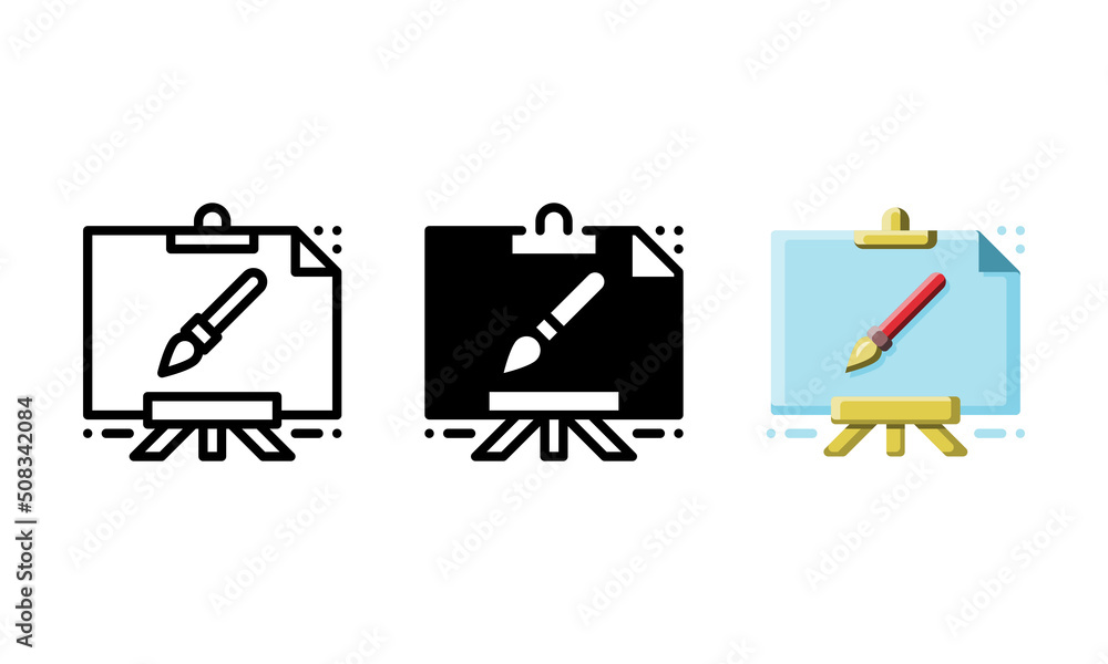 Canvas icon. With outline, glyph and flat styles Canvas icon. With outline, glyph and flat styles