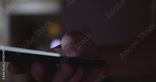 4K Video close up hand text with mobile phone. Concept for digital chat and communication.