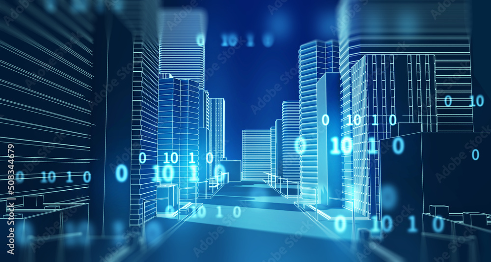 smart city and Digital landscape in cyber world.3d illustration smart city and Digital landscape in cyber world.3d illustration