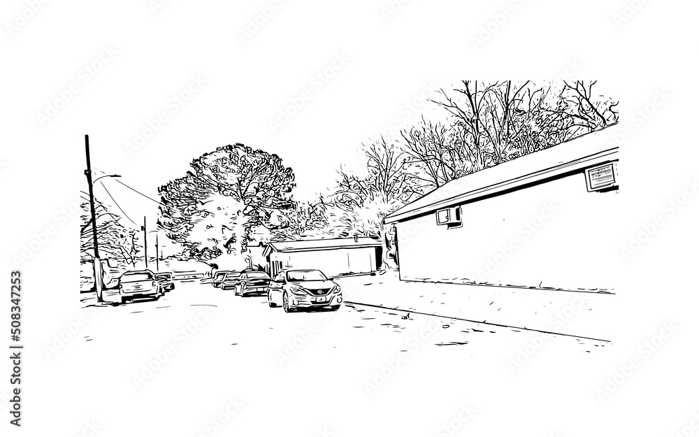 Fototapeta premium Building view with landmark of Montgomery is the city in Alabama. Hand drawn sketch illustration in vector.