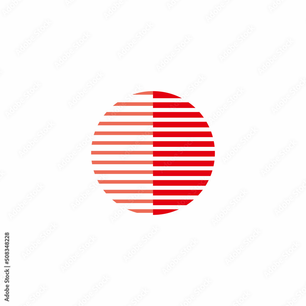 circle geometric red sun japan shadow logo vector