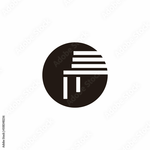 chair bench simple circle negative space logo vector