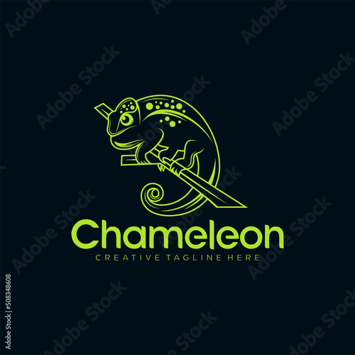 Chameleon mascot logo design vector illustration 