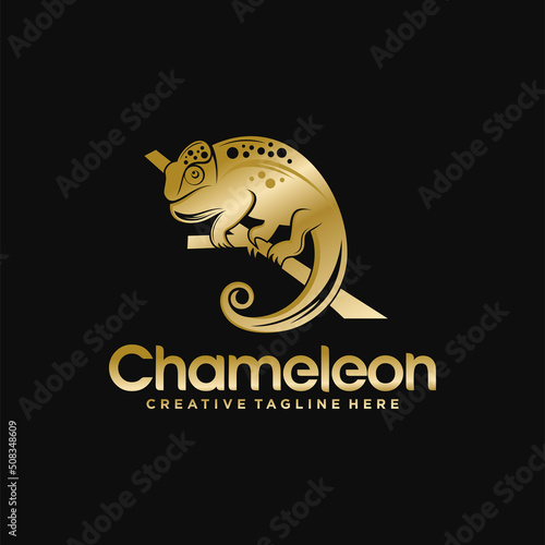 Chameleon mascot logo design vector illustration 