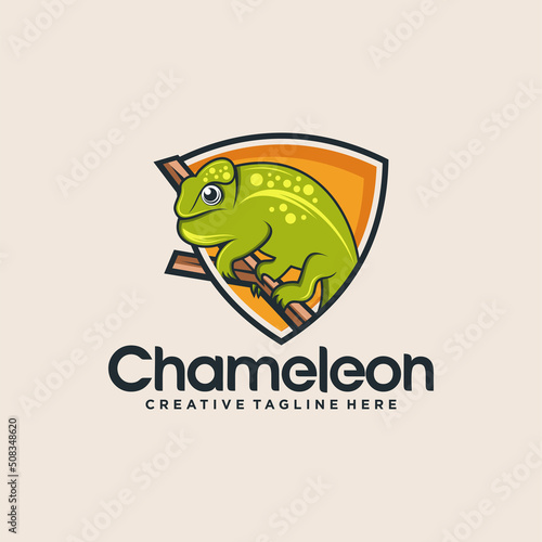 Chameleon mascot logo design vector illustration 