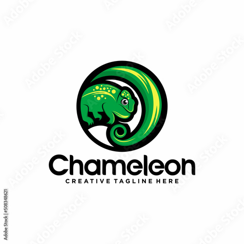 Chameleon mascot logo design vector illustration 