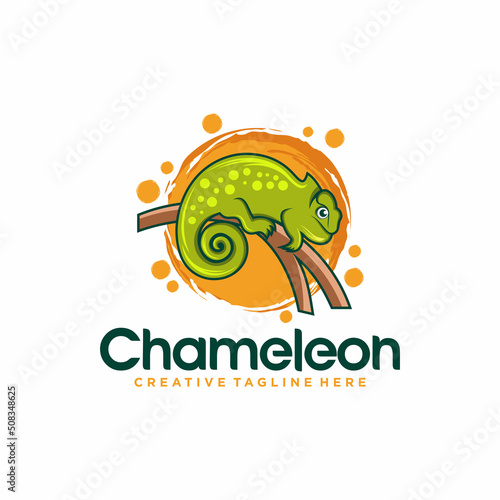 Chameleon mascot logo design vector illustration 