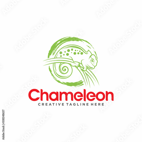 Chameleon mascot logo design vector illustration 