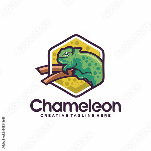 Chameleon mascot logo design vector illustration 