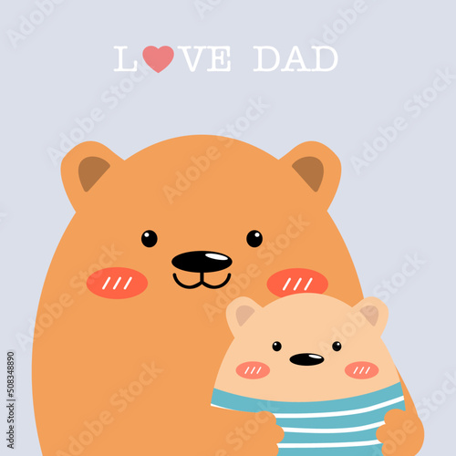 Cute father and son bear vector for father’s day card design