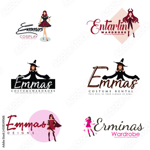 Vector illustration of cosplay costume character logo design