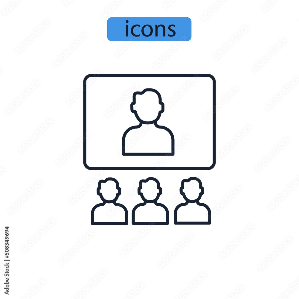 Video conference icons symbol vector elements for infographic web Video conference icons symbol vector elements for infographic web