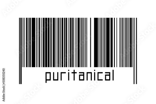 Tableau sur toile Barcode on white background with inscription puritanical below