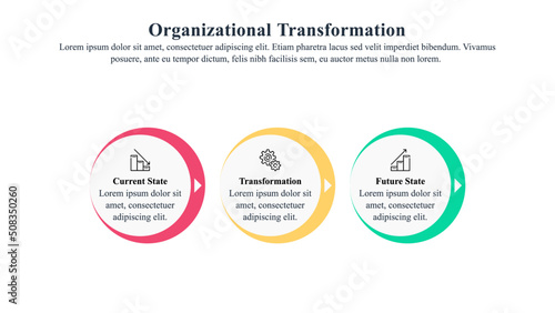 Infographic presentation template of organizational transformation.