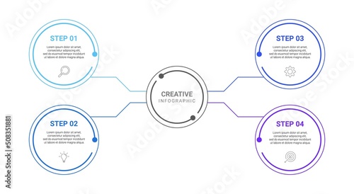 creative infographic design with 4 icons and options for business process steps