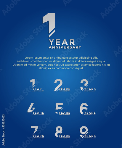 set anniversary silver color with slash on blue background can be use for celebration event