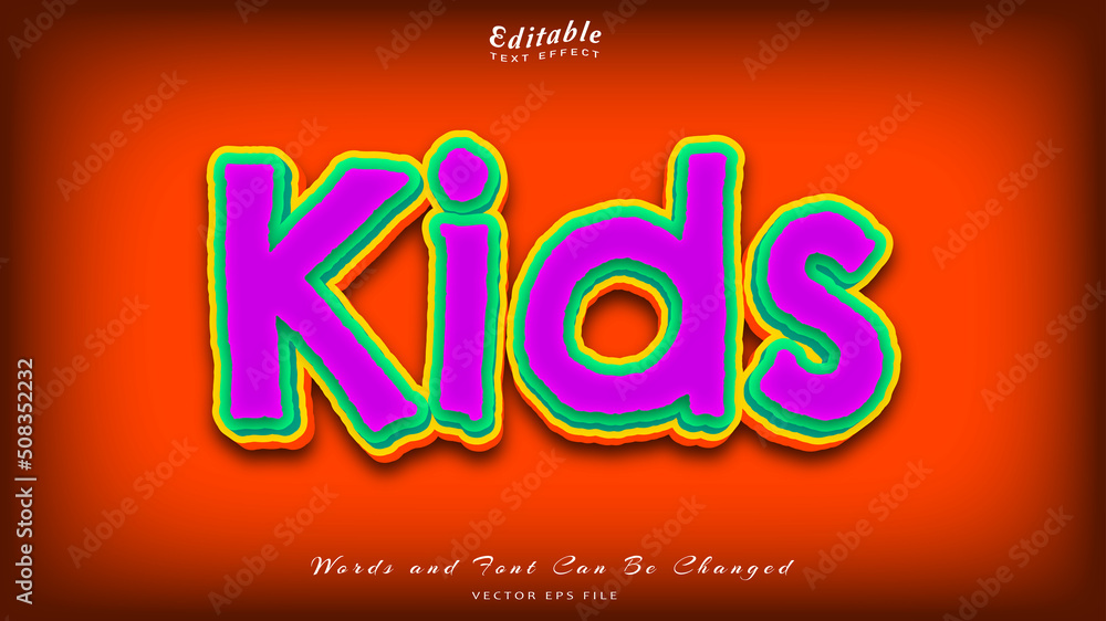 kids editable text effect, free font