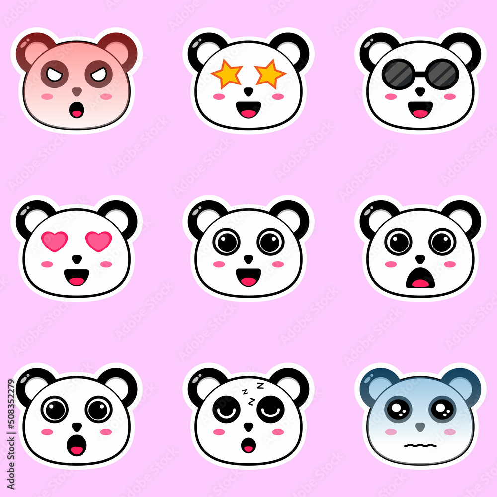 Cute panda cartoon character with different emotions. Perfect for sending expressive messages on social media to friends, family and more. Cute panda cartoon character with different emotions. Perfect for sending expressive messages on social media to friends, family and more.