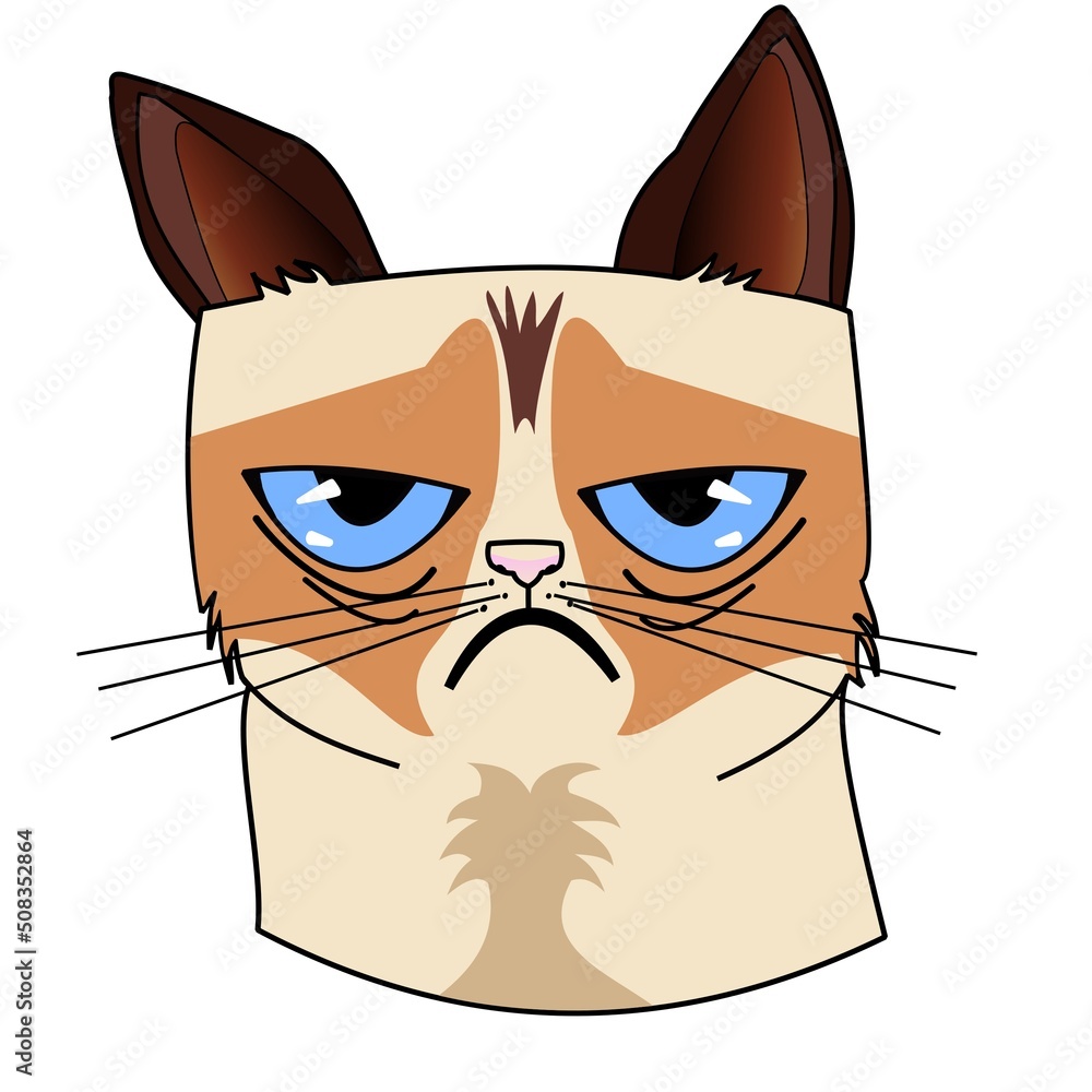 Angry Grumpy Cat Meme Illustration Vector Stock Illustration | Adobe Stock