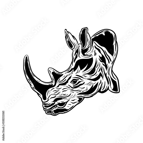 rhino rhinoceros animal mascot head on white background vector illustration logo