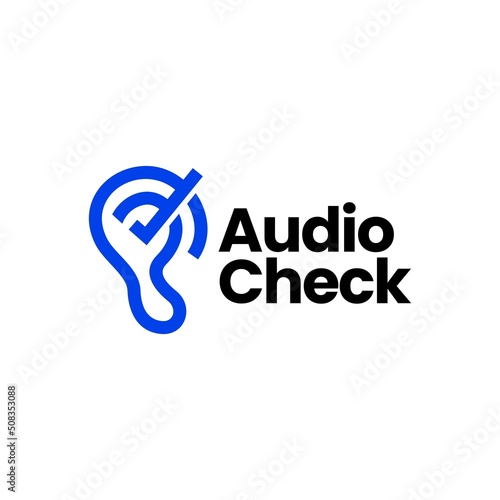 Audio Check Ear Audio Logo Vector Icon Illustration