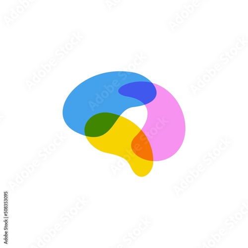 Colorful Brain Overlapping Overlap Logo Vector Icon Illustration