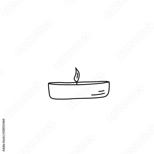 Burning tea light candle isolated on white background