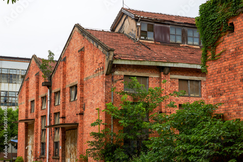 An old red brick building production workshop and factory building