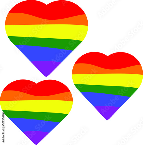 LGBT Vector symbol of gay pride design element isolated on white background heart shape.