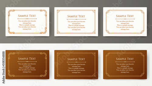 高級感のあるカードデザイン。アンティークな装飾デザイン。エレガントな縁の模様。