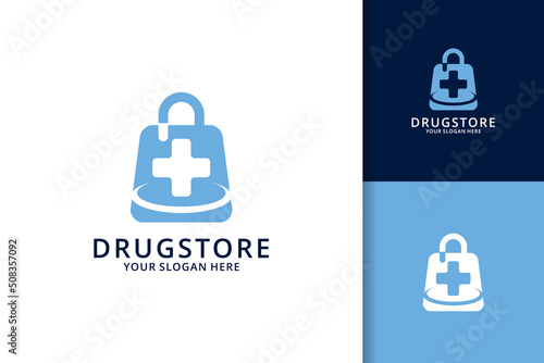 drug store logo with cross bag concept