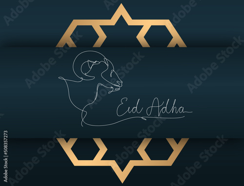 Eid Al Adha Banner Design Vector Illustration. Islamic and Arabic Background for Muslim Community Festival. Moslem Holiday. 3D Modern Islamic  suitable for Ramadan, Raya Hari, Eid al Adha and Mawlid.