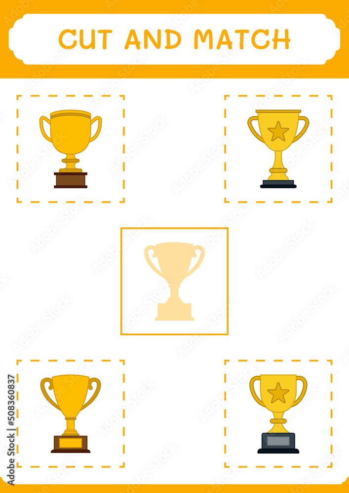 Cut and match parts of Trophy, game for children. Vector illustration, printable worksheet Cut and match parts of Trophy, game for children. Vector illustration, printable worksheet