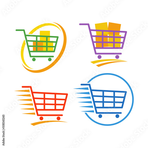 Shopping Cart Logo Design Vector Set