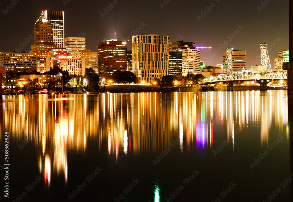 city skyline at night